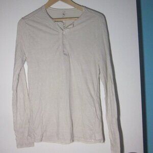 Transit Uomo Mens Italian Size M / USA S Beige Linen Slim Long Sleeve Tee Unisex